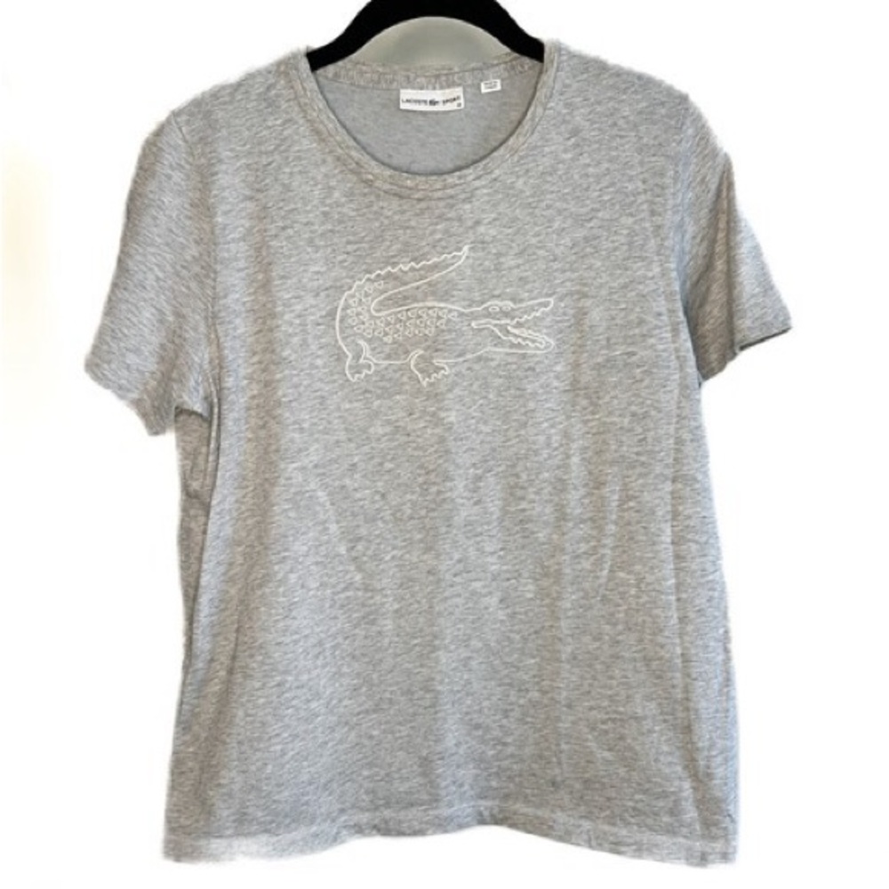 Lacoste Heather Gray Tee with Embroidered Logo Size 36(S)